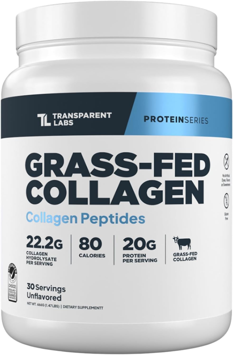 Grass-Fed Collagen Peptides Powder – Unflavored Collagen Powder for Women & Men, 22G Grassfed Bovine Hydrolyzed Collagen Peptides per Serving for Skin, Hair, Bones & Muscle Recovery – 30 Servings