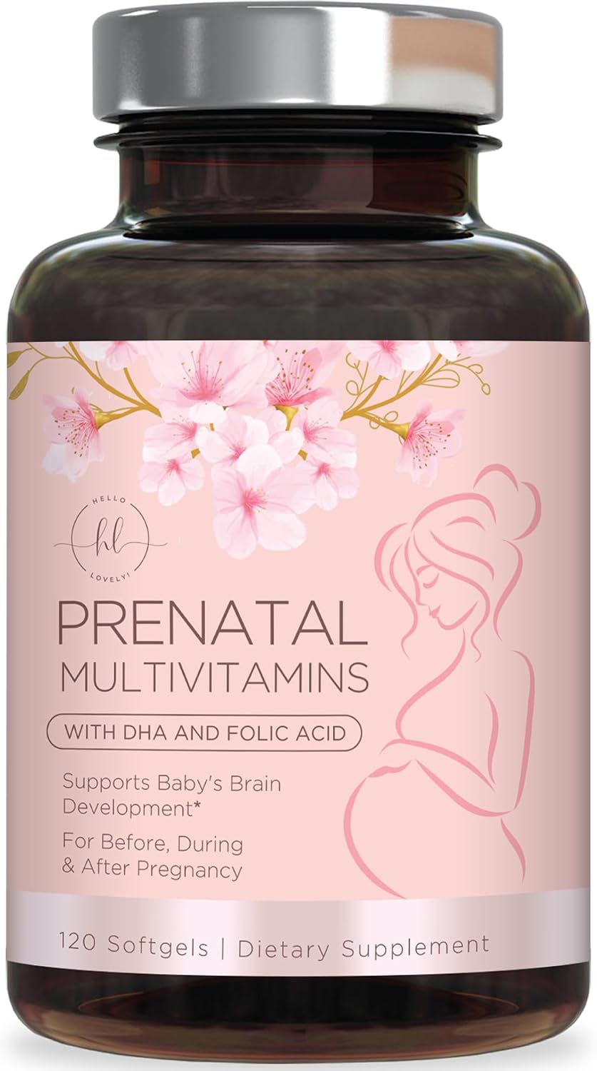 Prenatal Vitamins for Women with Folic Acid + DHA – Full-Spectrum Prenatal Supplement For Mom & Baby – Best Daily Pregnancy Multivitamin For Fetal Development Support, Bottled in USA – 120 Softgels
