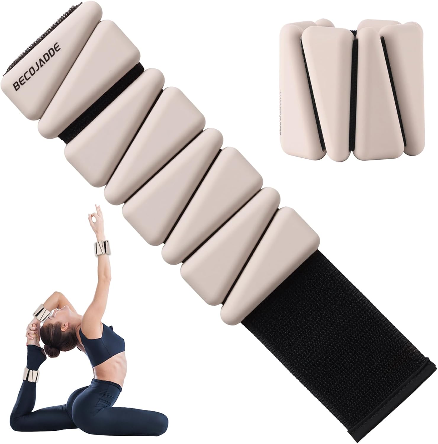 BECOJADDE Ankle Weights Set of 2 (1 lb/2 lb/3 lb Each) Adjustable Wrist Weights for Women Men Wearable Arm Leg Weight for Pilates, Running, Walking, Workout, Yoga