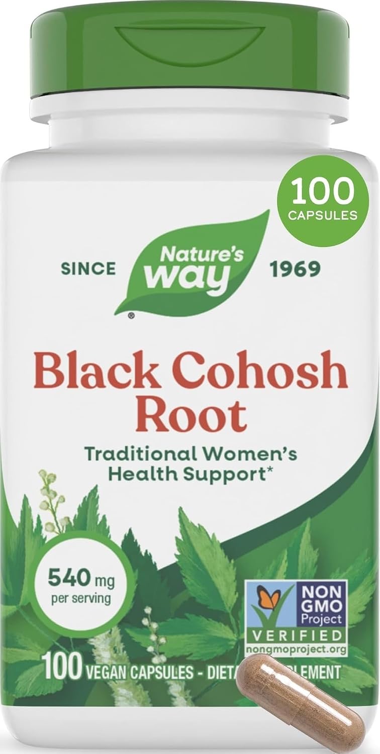 Nature’s Way Herbs Black Cohosh Root Capsules, Vegan, 100 Count | Traditional Women’s Herbal Supplement*, Cimicifuga Racemosa Root, Non-GMO Project Verified, Vegan Capsules