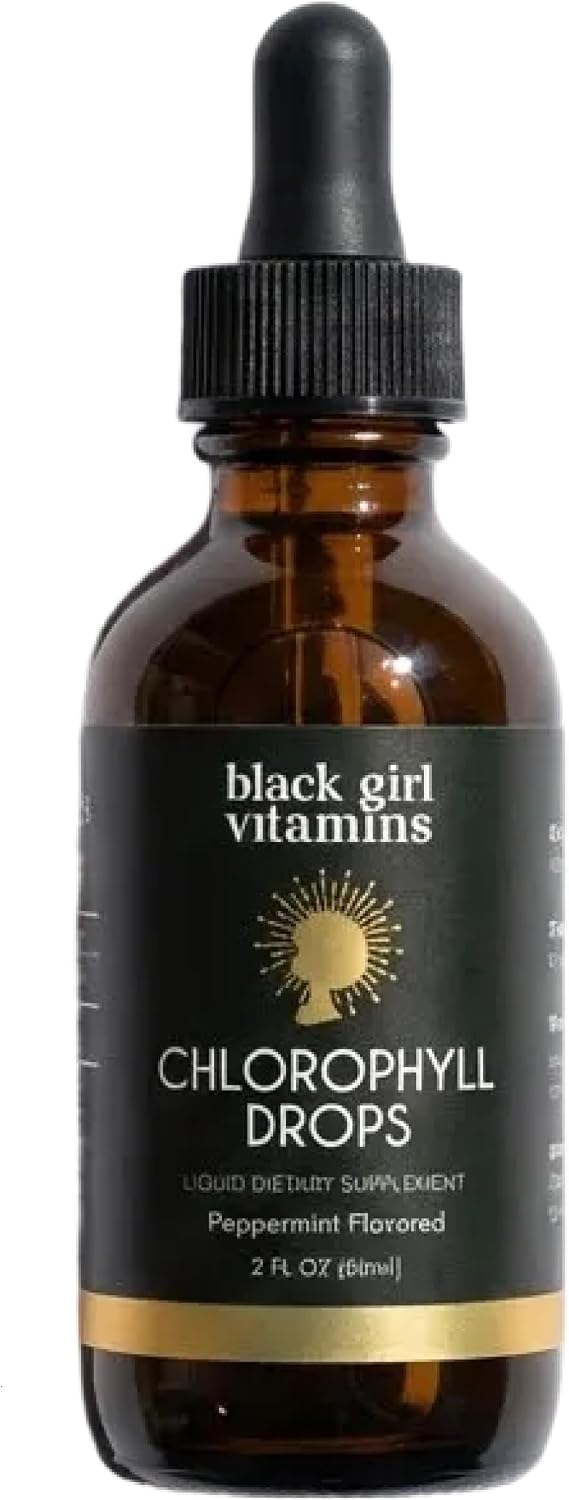 Black Girl Vitamins Liquid Chlorophyll Drops – Mulberry Leaf + Chlorophyllin with Peppermint, Vegan Liquid Concentrate, Supports Digestive Comfort & Healthy-Looking Skin (4-Month Supply)