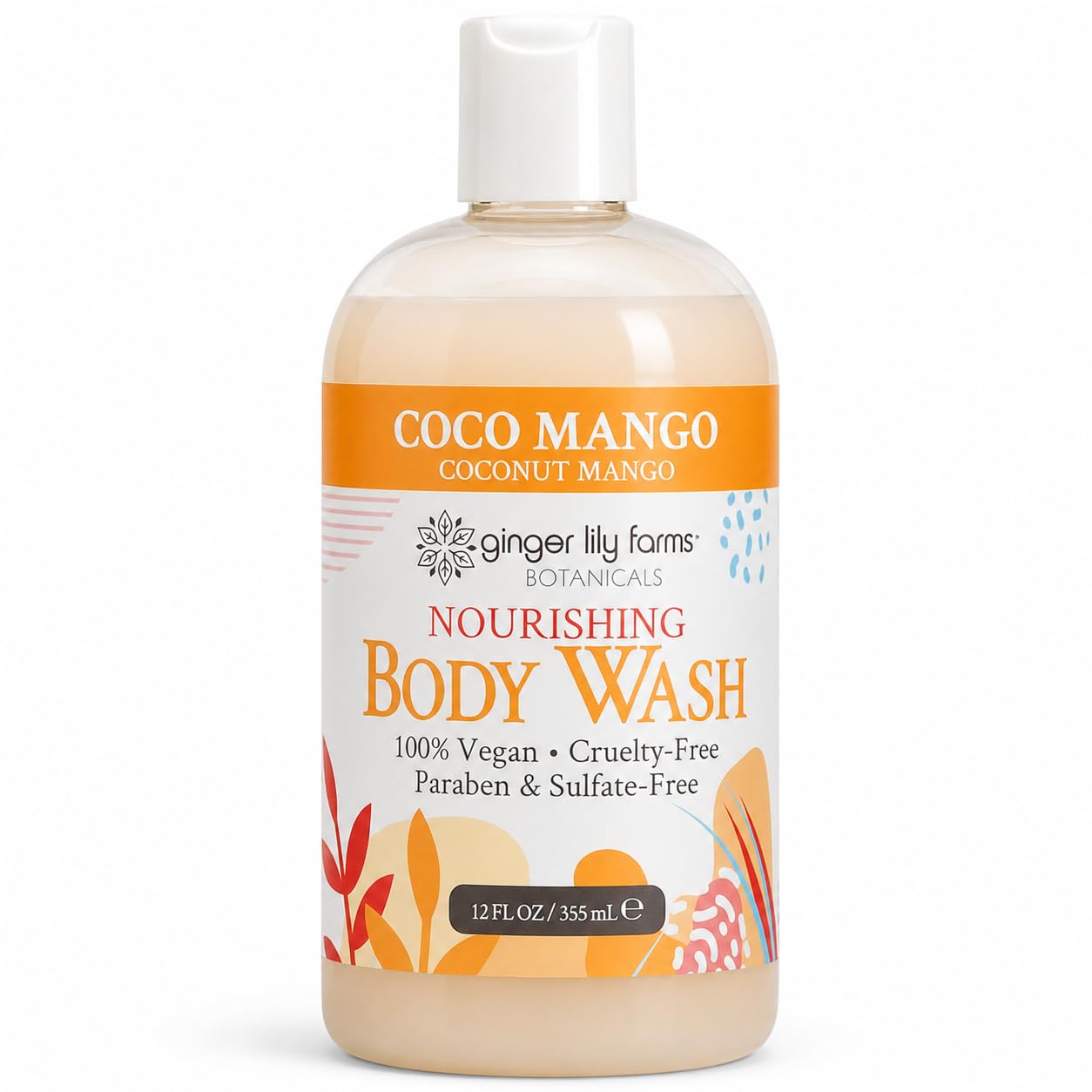 Ginger Lily Farms Botanicals Body Wash, 12oz, Coco Mango