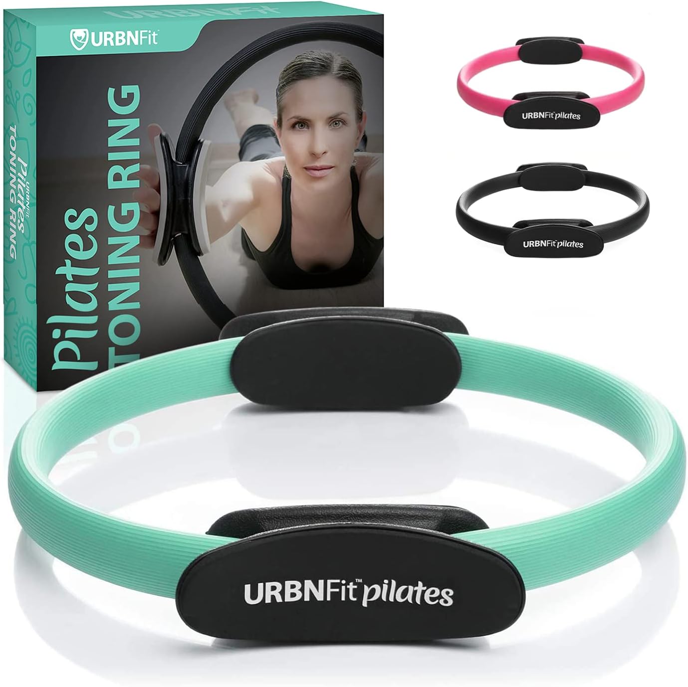 URBNFit Pilates Ring – 12″ Magic Circle w/Dual Grip, Foam Pads for Inner Thigh Workout, Toning, Fitness & Pelvic Floor Exercise – Yoga Rings w/Bonus Exercise Guide