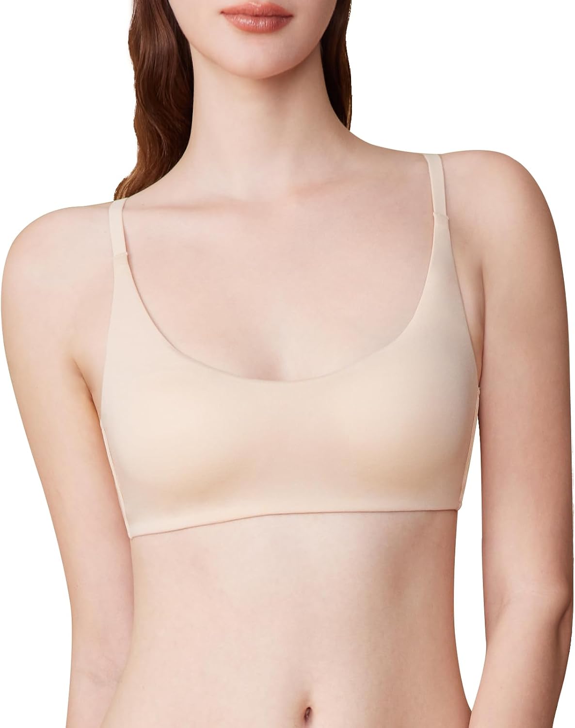 Organic Cotton Bra for Women, Wireless Scoop Neck T-Shirt Bra, Seamless Padded Bra for Small Breasted Women