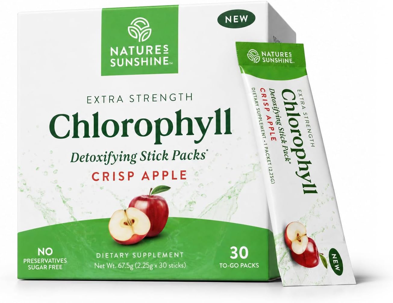 Nature’s Sunshine Chlorophyll Stick Packs: Supercharge Your Detox and Boost Gut Health in Convenient, Delicious Stick Packs (Crisp Apple)
