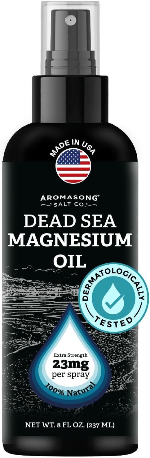 Aromasong Magnesium Spray – Extra Strength (23mg in Each Spritz) 8 Oz, Natural and Pure Magnesium Oil Spray – Made in The USA – for Leg Discomfort and Promotes a Calm Sleep