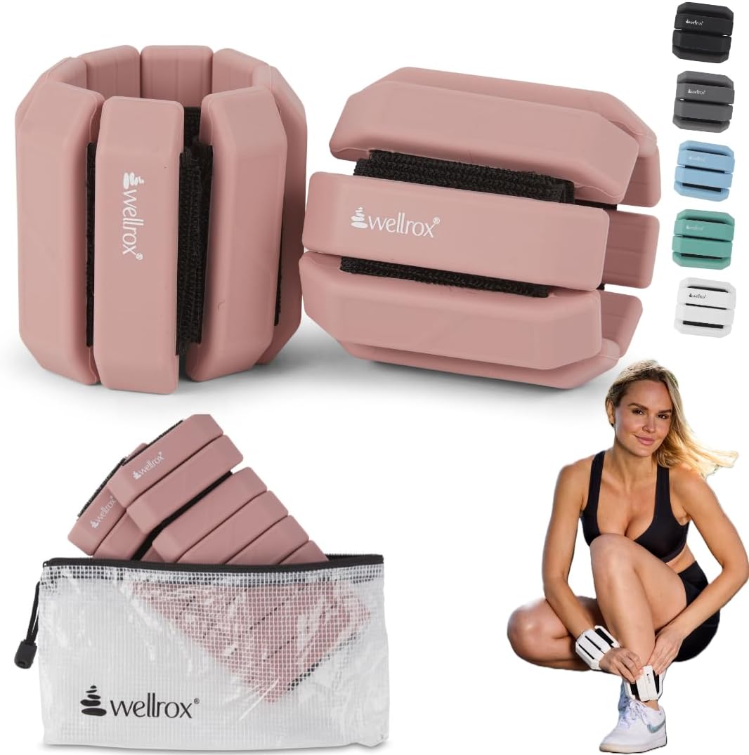 Wellrox Weighted Bangles – Adjustable Ankle & Wrist Weights Set for Women & Men, 2.4 lb Total (1.2 lb Each) – Wearable Arm & Ankle Weights for Pilates, Yoga, Walking & Running