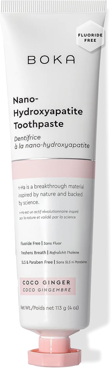 Boka Toothpaste – Fluoride Free Toothpaste, Nano Hydroxyapatite Toothpaste | Appropriate for Sensitive Teeth – Adult Oral Care – Coco Ginger – 4 Oz, 1PK
