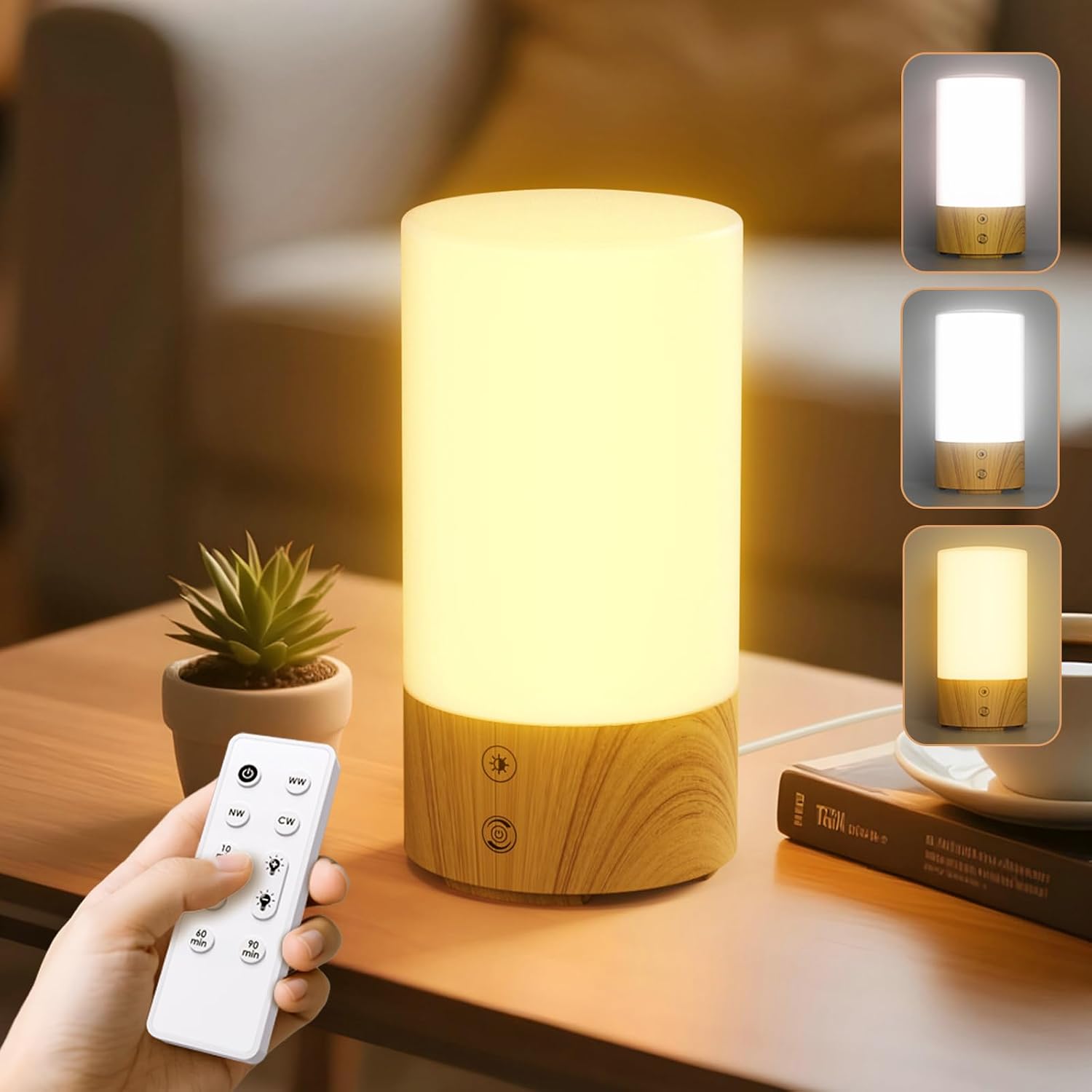 Bakzon Light Therapy Lamp 10000 Lux, UV-Free Sun Lamp, 3 Color Temps, Timer | 4 Brightness Levels, Full Spectrum Daylight, Remote Control & Memory, 10/30/60/90-Minute Timer for Home, Office, Shift Worker