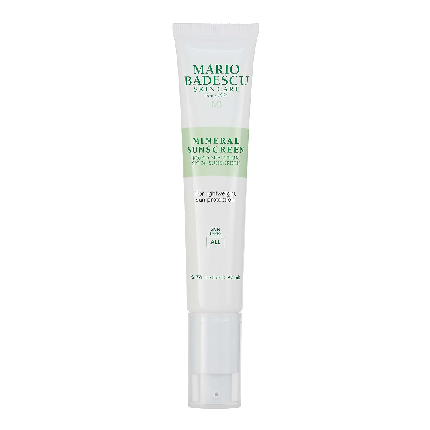 Mario Badescu Mineral Sunscreen SPF 30 for All Skin Types | Reef Safe, Oil-free Moisturizer Formulated with Zinc Oxide, Hyaluronic Acid & Antioxidants | 1.5 Fl Oz
