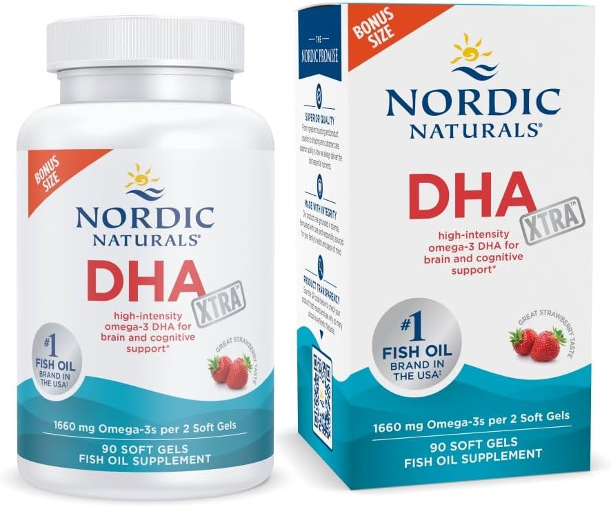 Nordic Naturals DHA Xtra Supplement, 1660mg Omega-3 Fish Oil – 90 Count