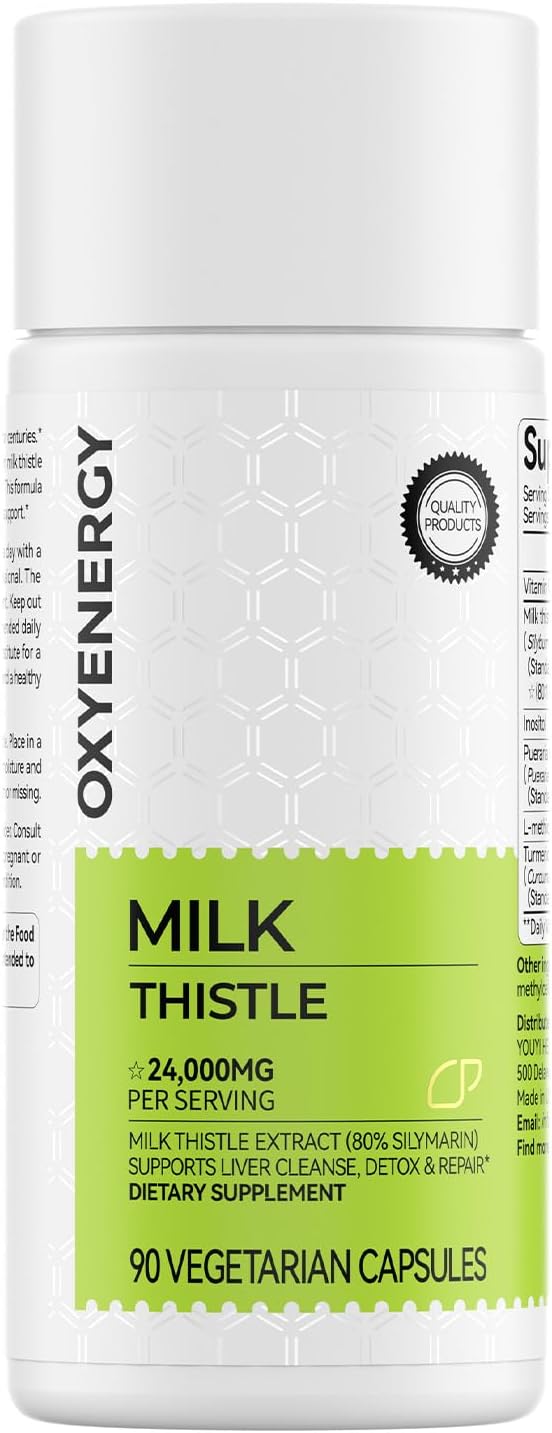OxyEnergy Milk Thistle Liver Support Supplement,90 Vegetarian Capsules