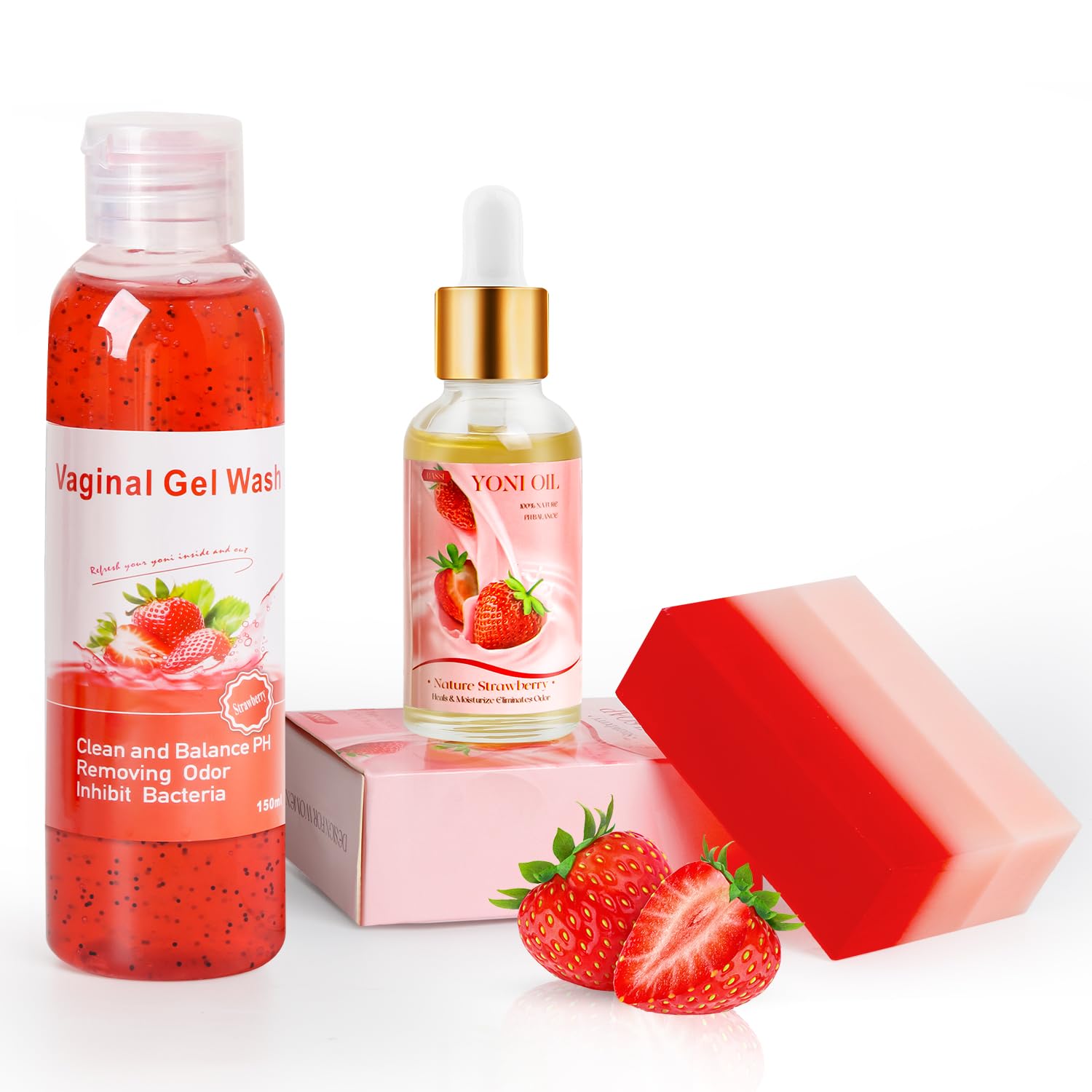 Feminine Wash & Yoni Oil & Yoni Soap Set for Women, Yoni Wash pH Balance