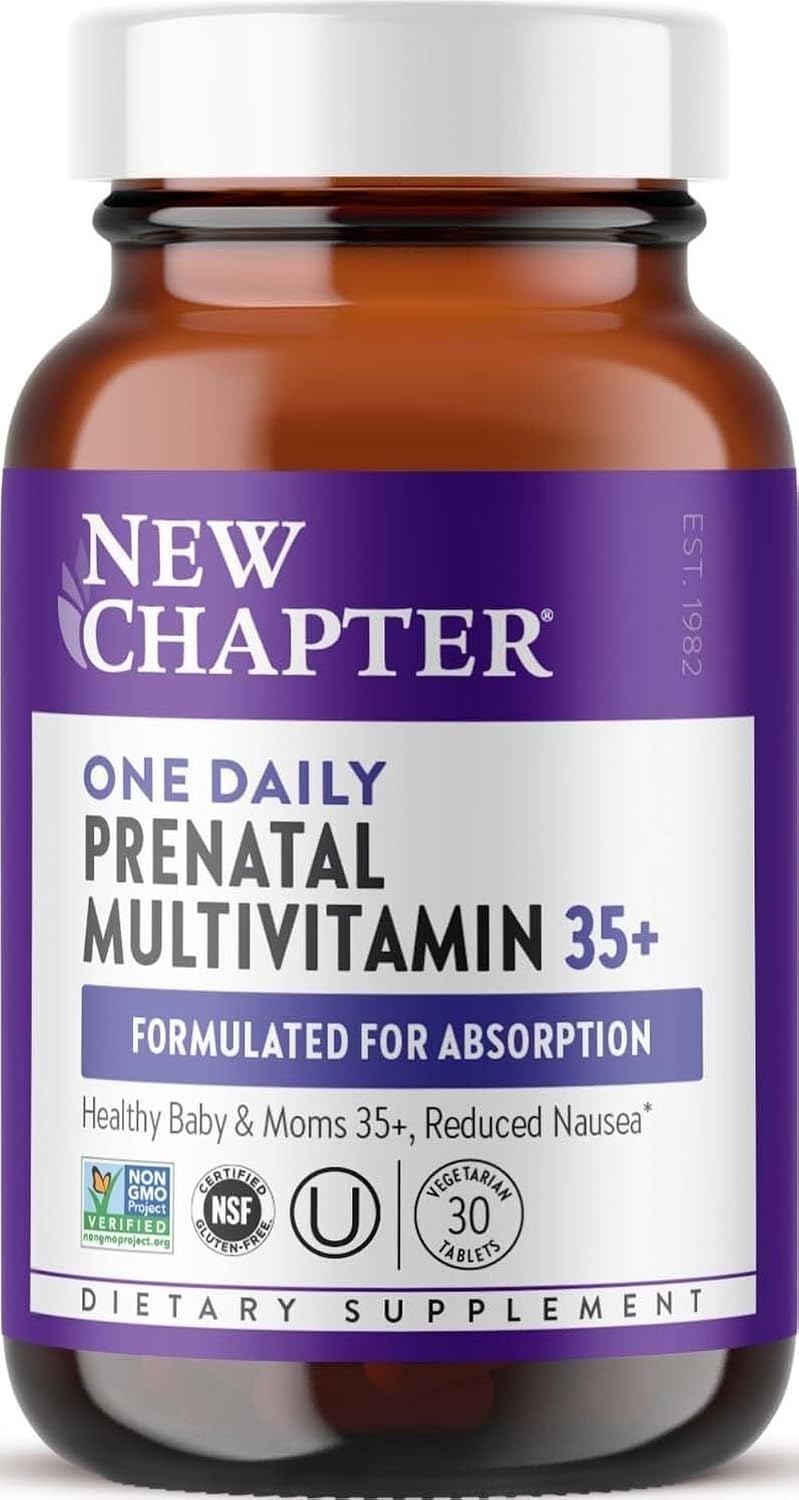 New Chapter One Daily Prenatal Multivitamin 35+, 30 Count | Enhanced Formula with Methylfolate and Choline for Healthy Mom and Baby, Gluten Free and Non-GMO, Made for Ages 35+