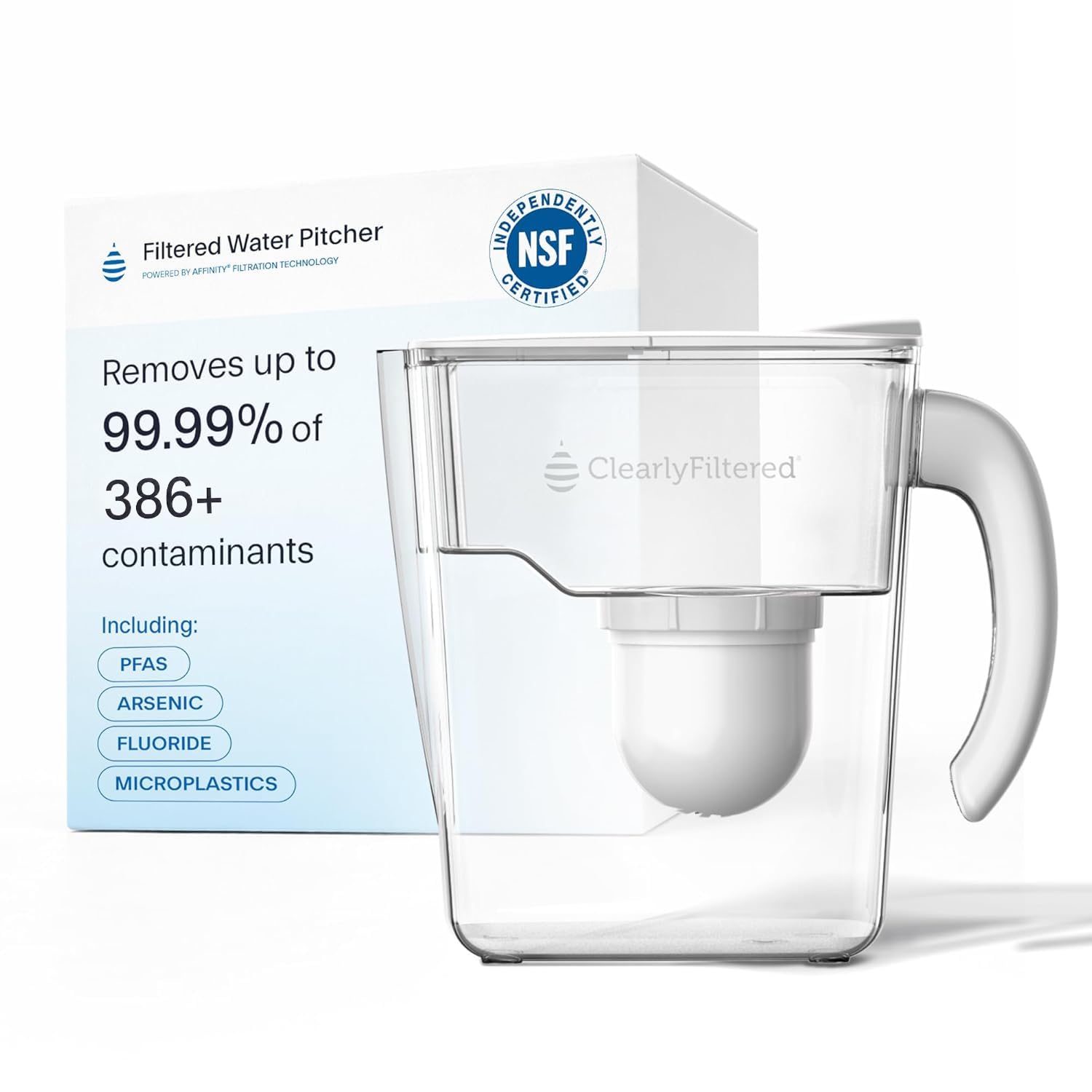 Clearly Filtered Water Filter Pitcher, 10 Cup BPA Free Water Filtration