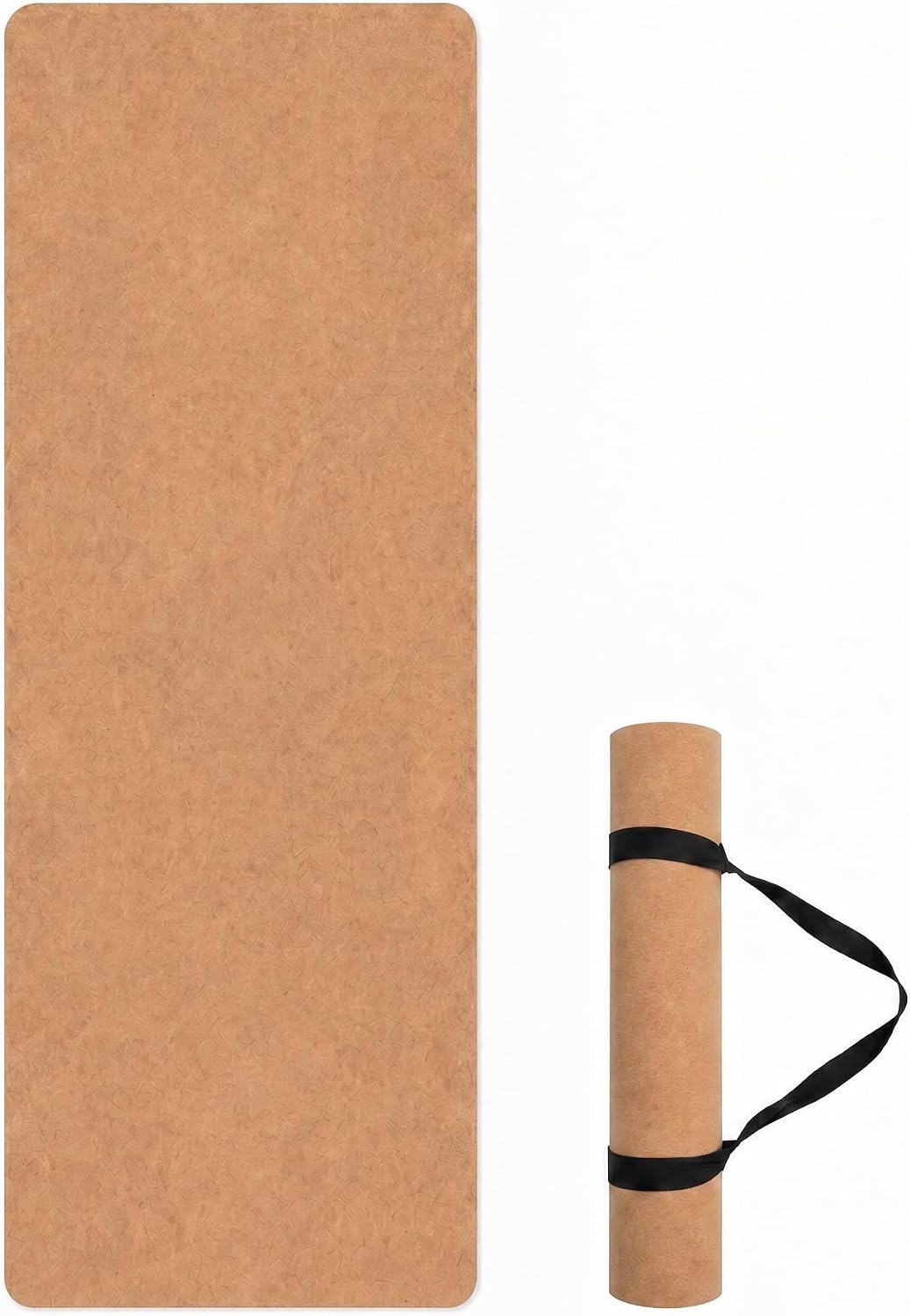 Cork Yoga Mat 6mm Extra Thick TPE Non-Slip Workout Mat with Alignment Lines for Hot Yoga and Home Gym