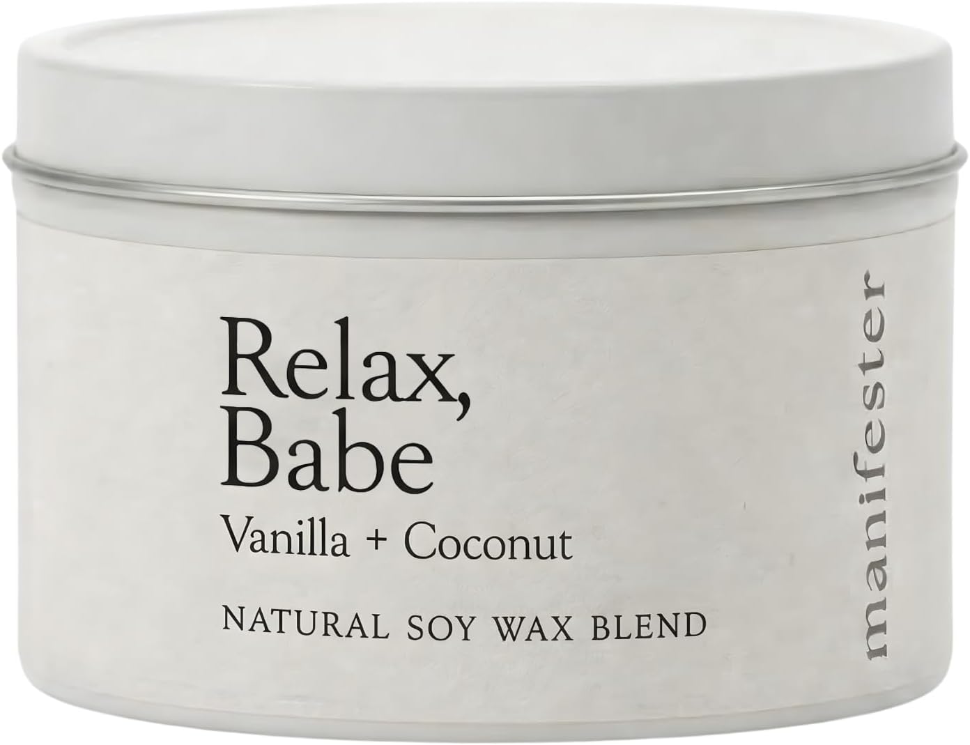 Natural Soy Wax Candle with Mantra – Clean Burn 100% Cotton Wick (No Lead or Zinc) – Phthalate-Free & Paraben-Free – Long-Lasting – Gift for Women – 6 oz (Relax, Babe Vanilla + Coconut)