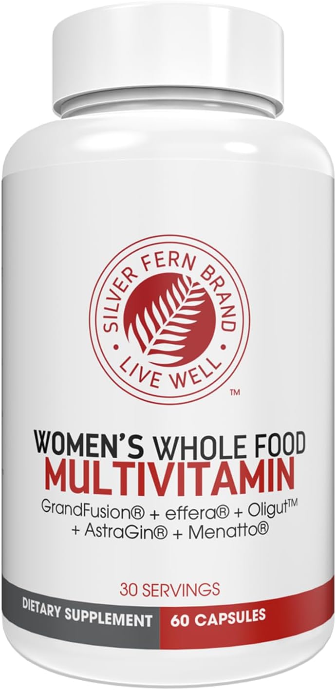 Silver Fern Women’s Whole Food Multivitamin 60 Capsules, 30 Servings | Daily Vitamin & Mineral Supplement with GrandFusion®, Oligut™, Effera®, AstraGin® & Menatto® K2