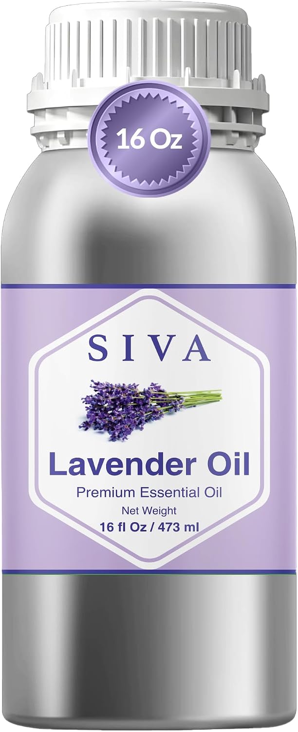 Siva Lavender Essential Oil, Huge Bottle, Large Size, 16 Fl Oz (473 ml) | Lavender Oil for Diffuser, Humidifier, Linen Spray, Skin Care, Hair Care, Body Massage, Soap, Candle, Bath Salt & DIY Blends