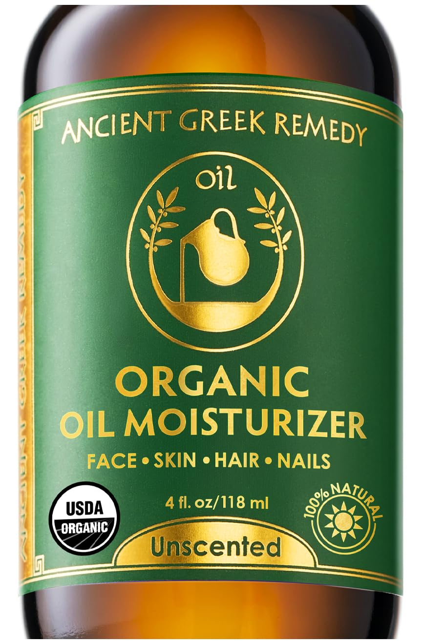 Organic Face & Body Oil for Dry Skin, Fragrance-Free Facial Moisturizer 4oz | Hydrates & Softens Sensitive Skin, Natural Cold-Pressed Almond, Olive, Jojoba, Rosehip Oil & Vitamin E, Unscented Moisturizer
