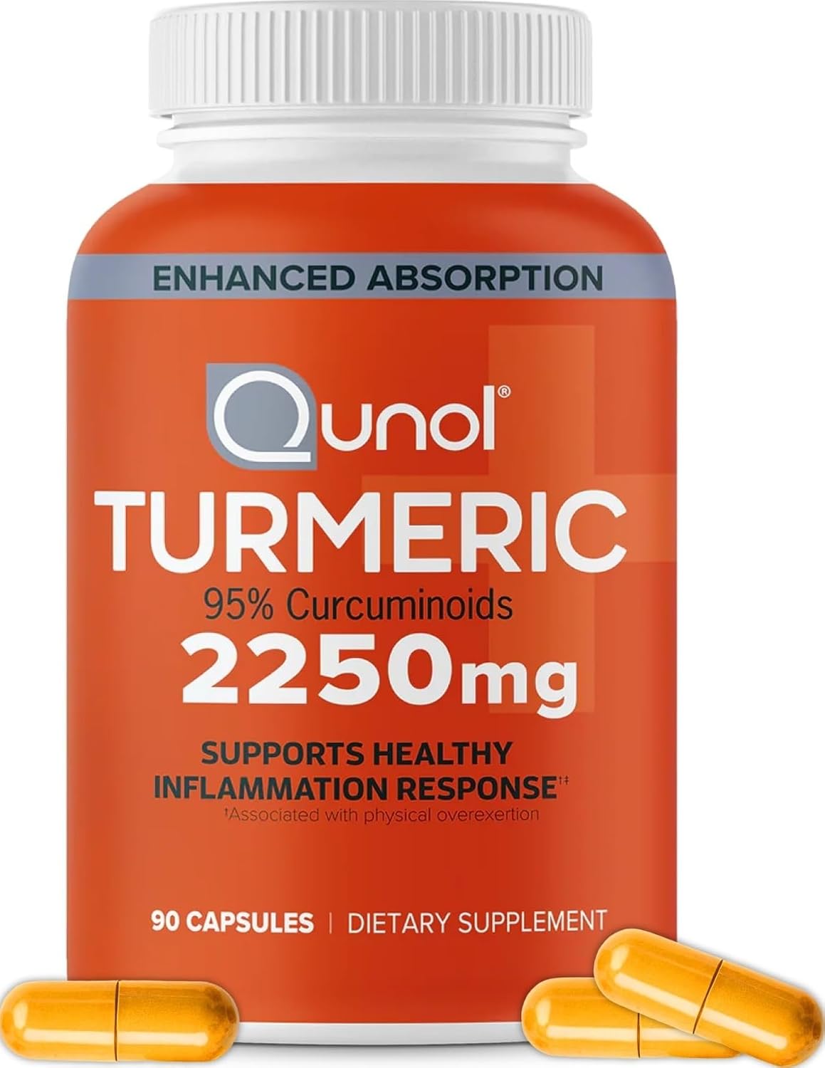Qunol Turmeric 2250mg + Black Pepper for Enhanced Absorption, 90 Capsules