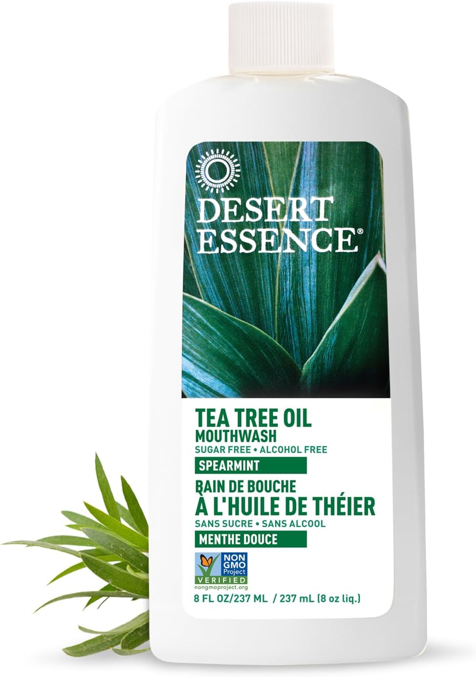 Desert Essence Tea Tree Oil Alcohol-Free Mouthwash, Spearmint, 8oz