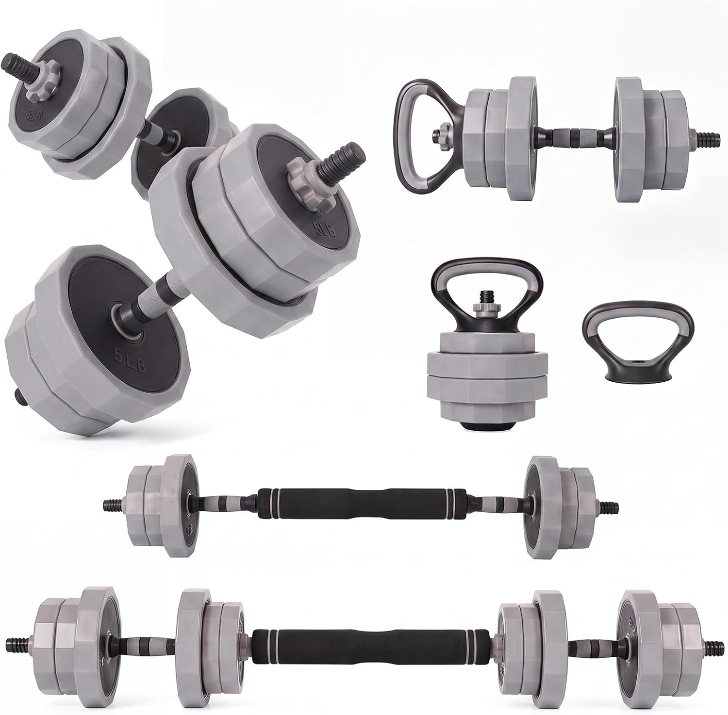 Garvee Adjustable Dumbbell Set, 45/65/85Lbs Free Weight Set with Connector | 4 in 1 Gym Set Used As Kettlebell, Dumbbell, Push Up Stand, Weight Plate, Home Gym Weight Dumbbells Set, Fitness Exercises