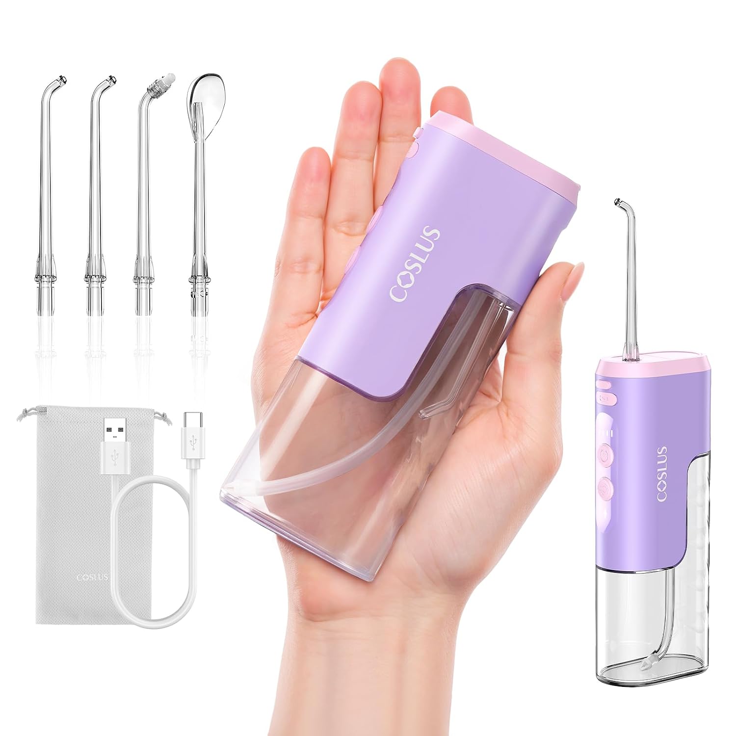 COSLUS T40 Mini Water Flosser for Travel, Portable Compact Design