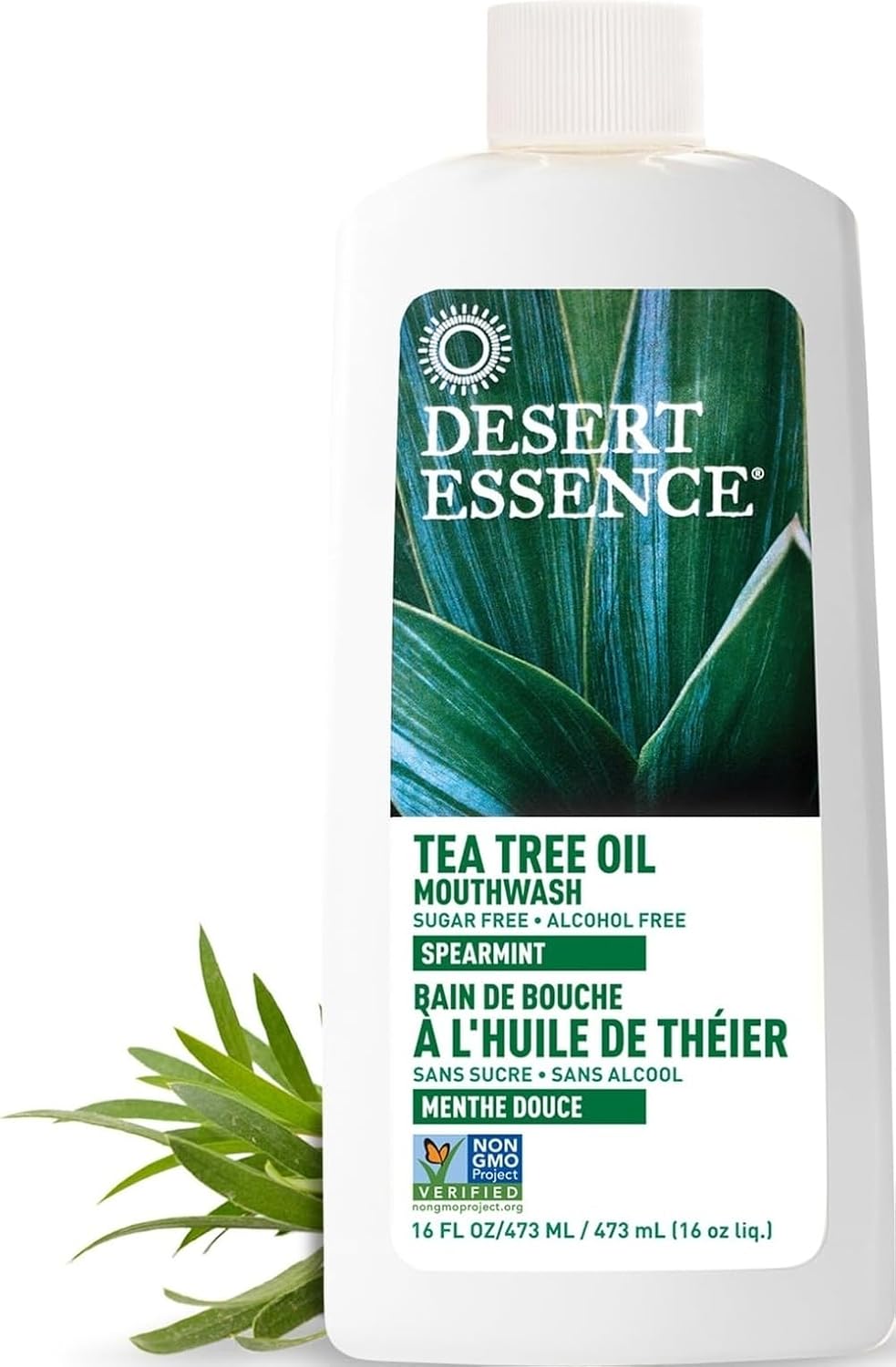 Desert Essence Tea Tree Oil Mouthwash, Alcohol Free, Spearmint, 16 fl oz