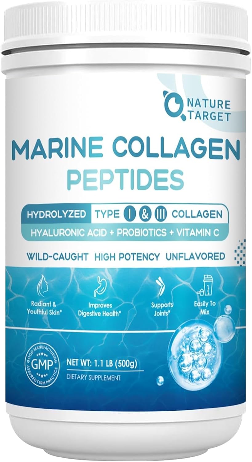NATURE TARGET Marine Collagen Powder for Women, 50 Servings