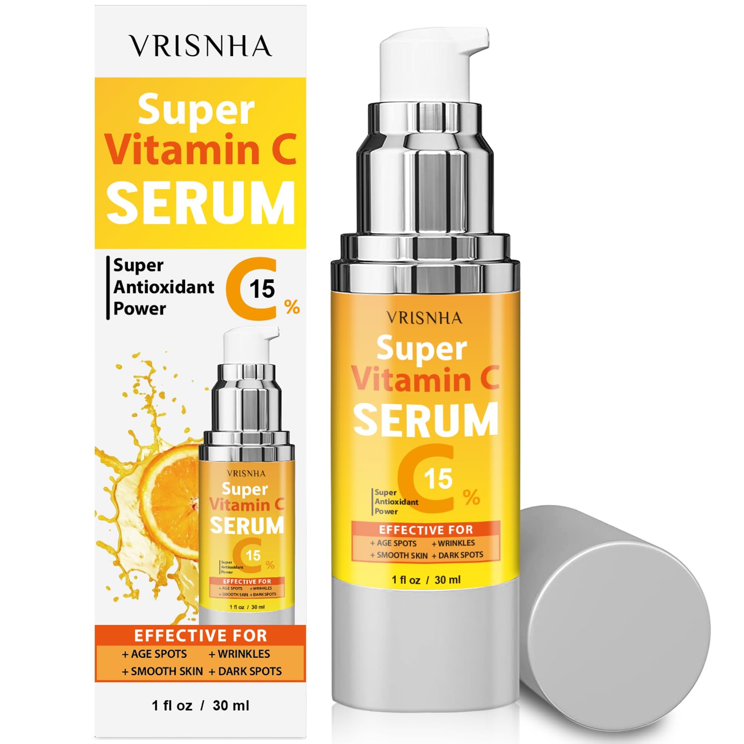 Vitamin C Serum for Face, Super Vitamin C Serum for Mature & Aging Skin, Gentle Anti Aging Face Serum with Hyaluronic Acid, Vitamin E, Peptides for Fine Lines, Wrinkles & Uneven Tone, Boosting Glow
