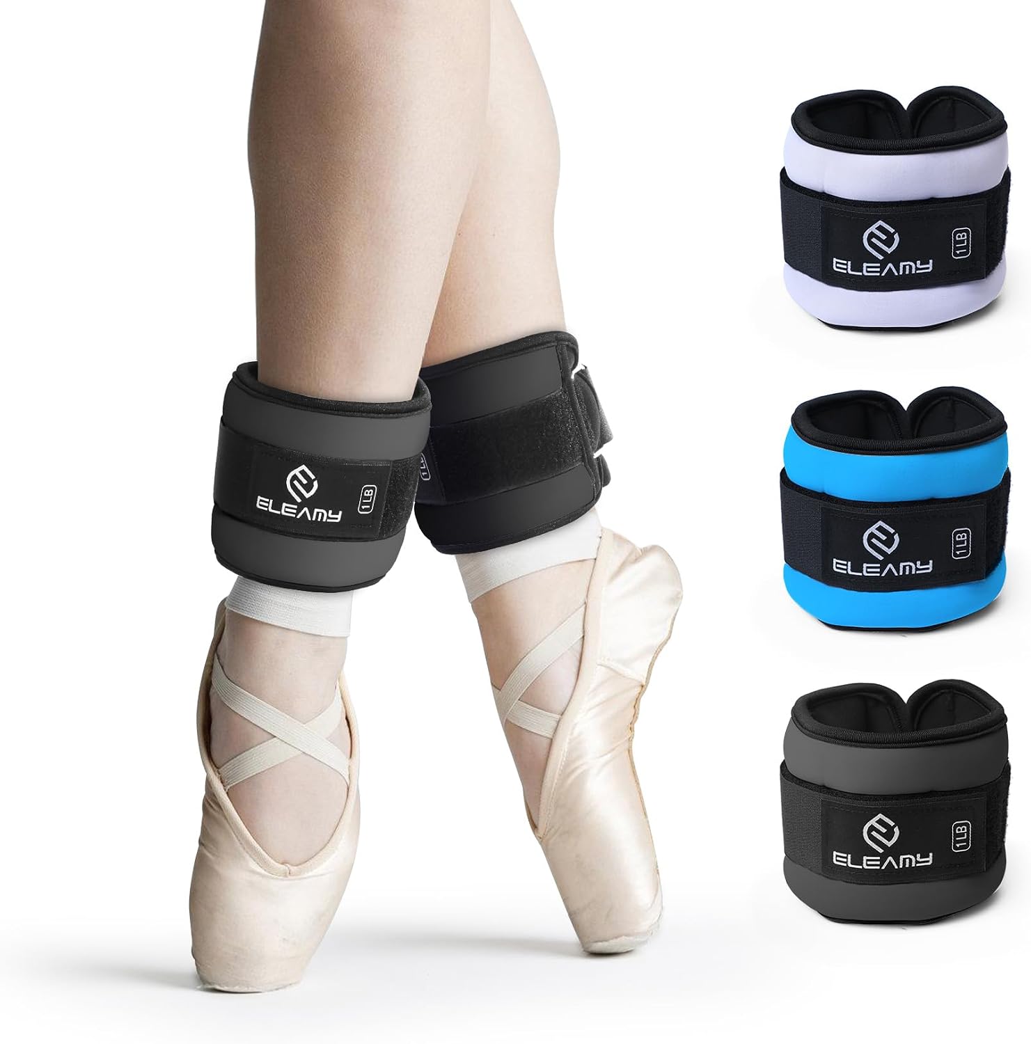 ELEAMY Ankle Weights for Women & Men – 0.5/1/2/3lb*2 Pairs