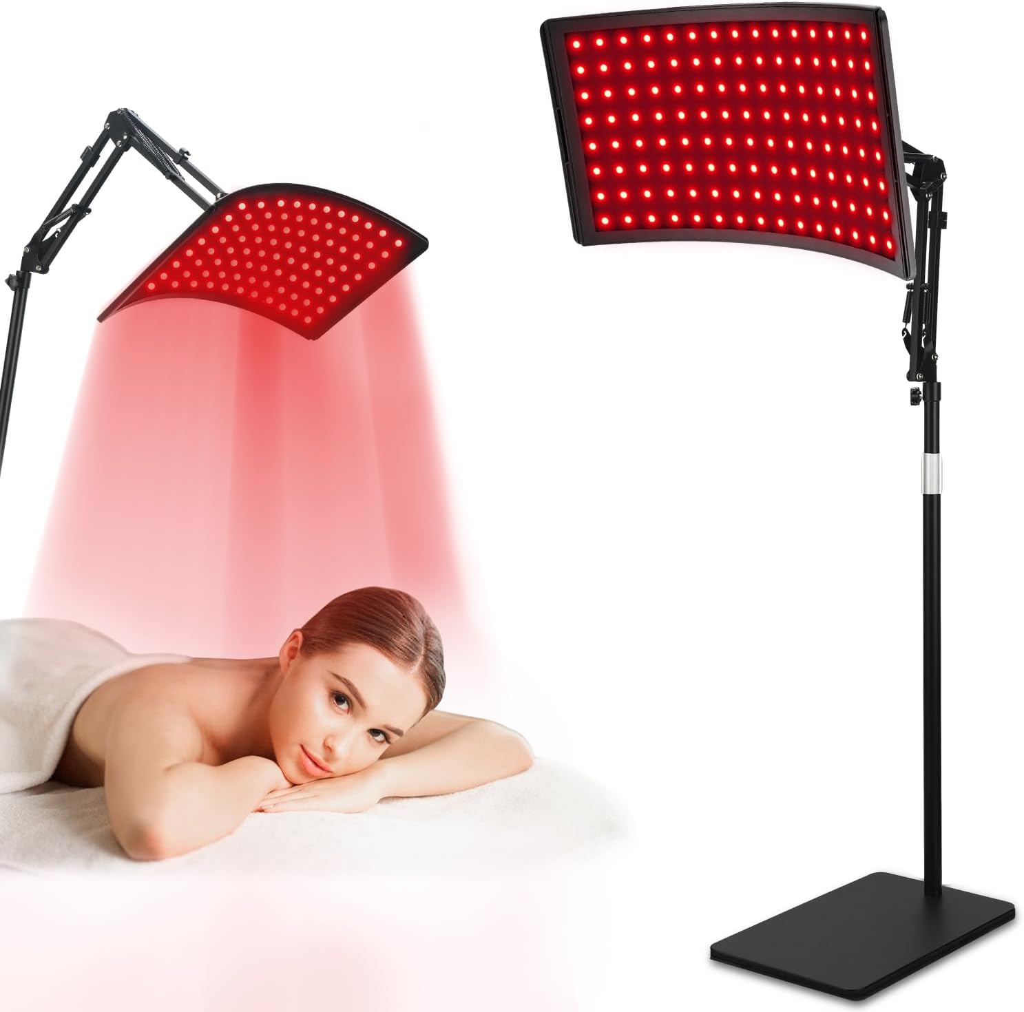 Red Light Therapy Lamp for Body, Infrared Light Therapy with Stand – 660nm Red Light &850nm Near Infrared Light Device for Body Skin Care Red Light Mask for Face and Neck(Ivory Black)