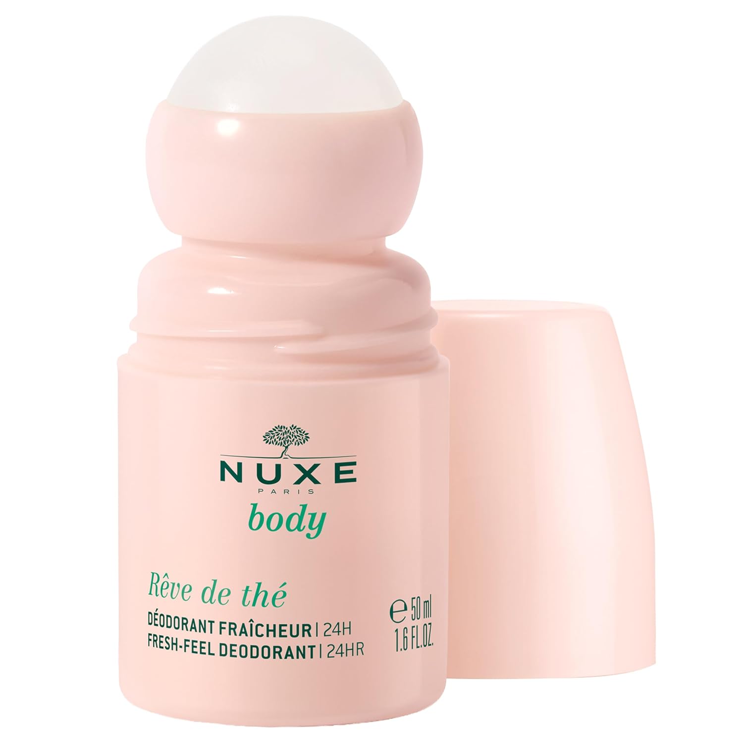 NUXE Aluminum-Free Roll-On Deodorant with Green Tea, Rêve de Thé Natural 24-Hour Odor & Sweat Protection Roller, Quick-Dry Comfort for Women, 1.6 fl oz