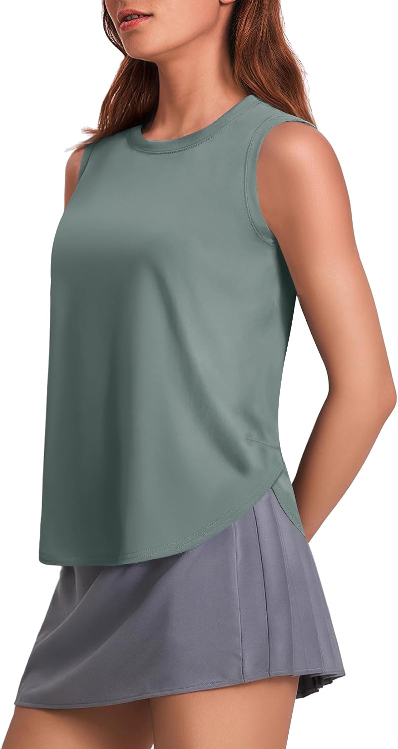 PINSPARK Workout Tank Tops Woman Ice Silk UPF 50+ Athletic Yoga Shirts