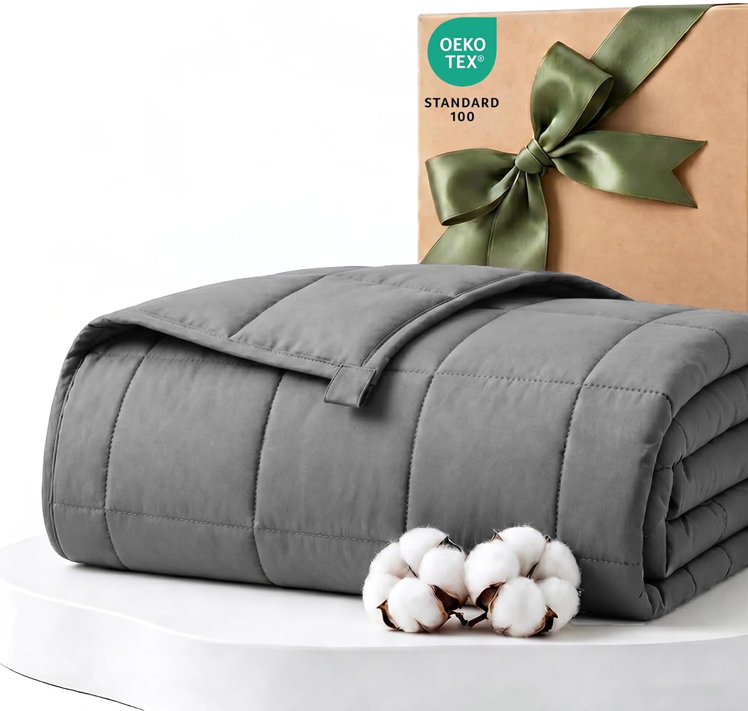 Gkyet Weighted Blanket for Adults(48″ x 72″ 15 lbs, Twin Size) Grey Soft Cooling Weighted Blanket with Glass Beads, Breathable All Season Blanket, Machine Washable