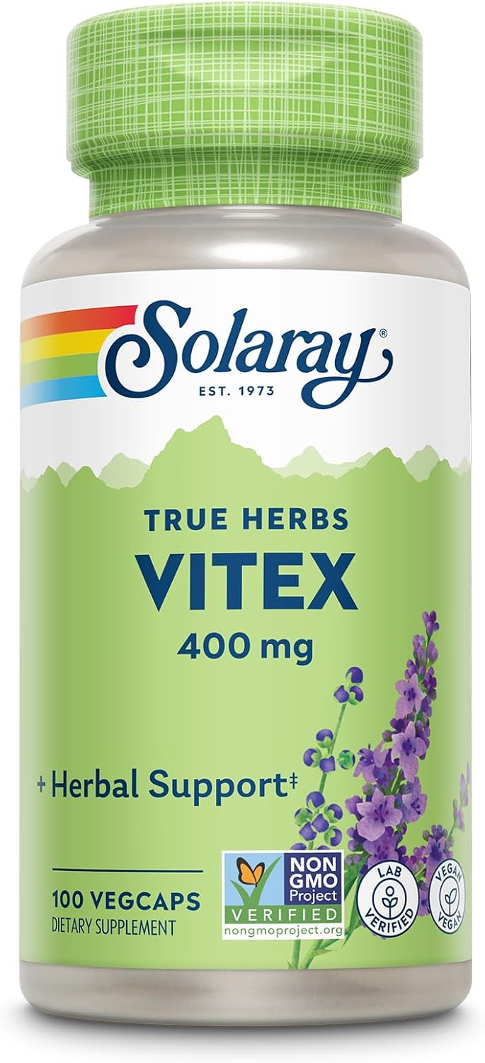 Solaray True Herbs Vitex Berry 400 mg, 100 Vegan Capsules | Vitex Chasteberry Supplement for Women, Agnus-Castus Herbal Support Capsules, Chaste Berry Fruit for Womens Health