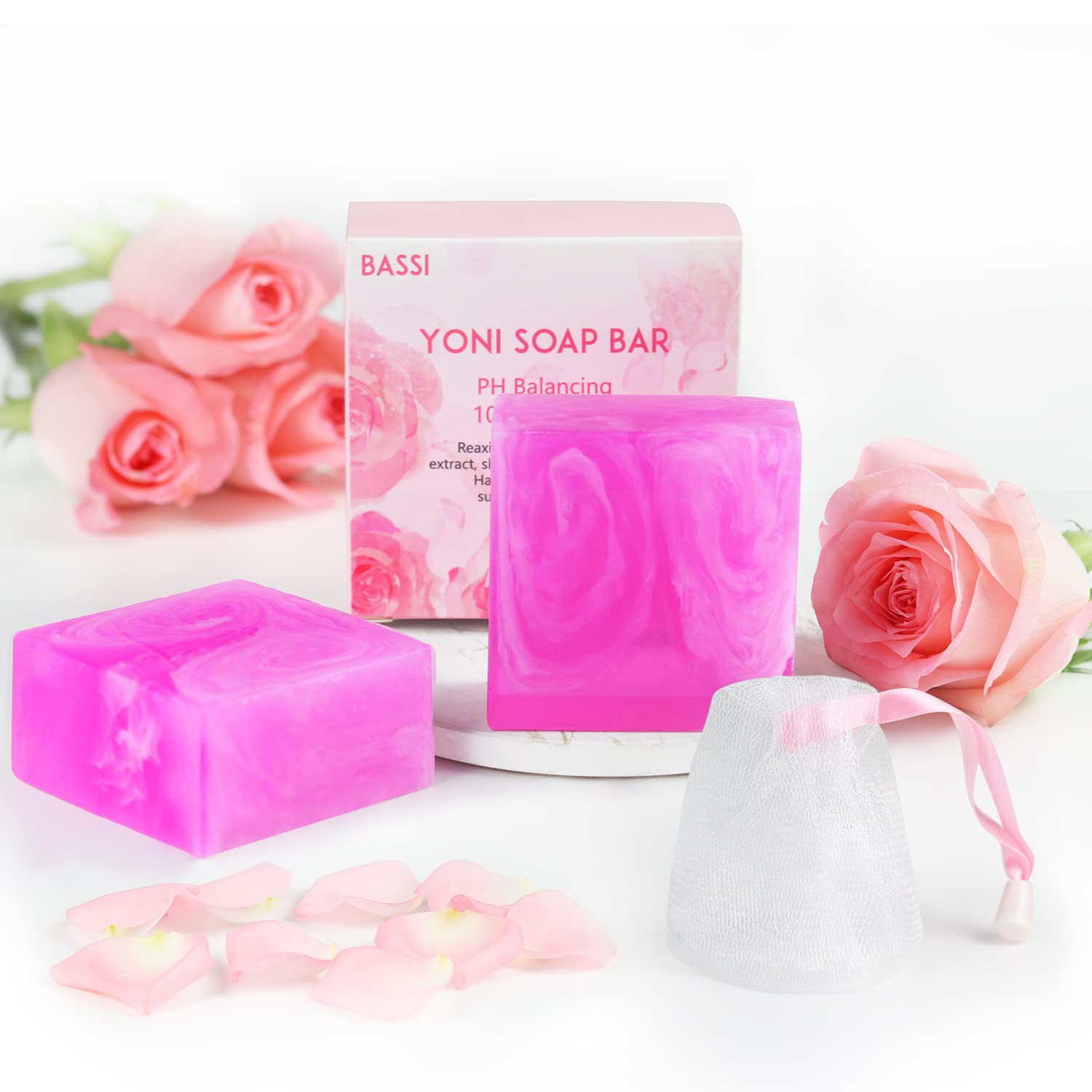 BASSI Yoni Soap Feminine Wash 2 PCS, V Cleansing Bar Daily Freshness Odor Control