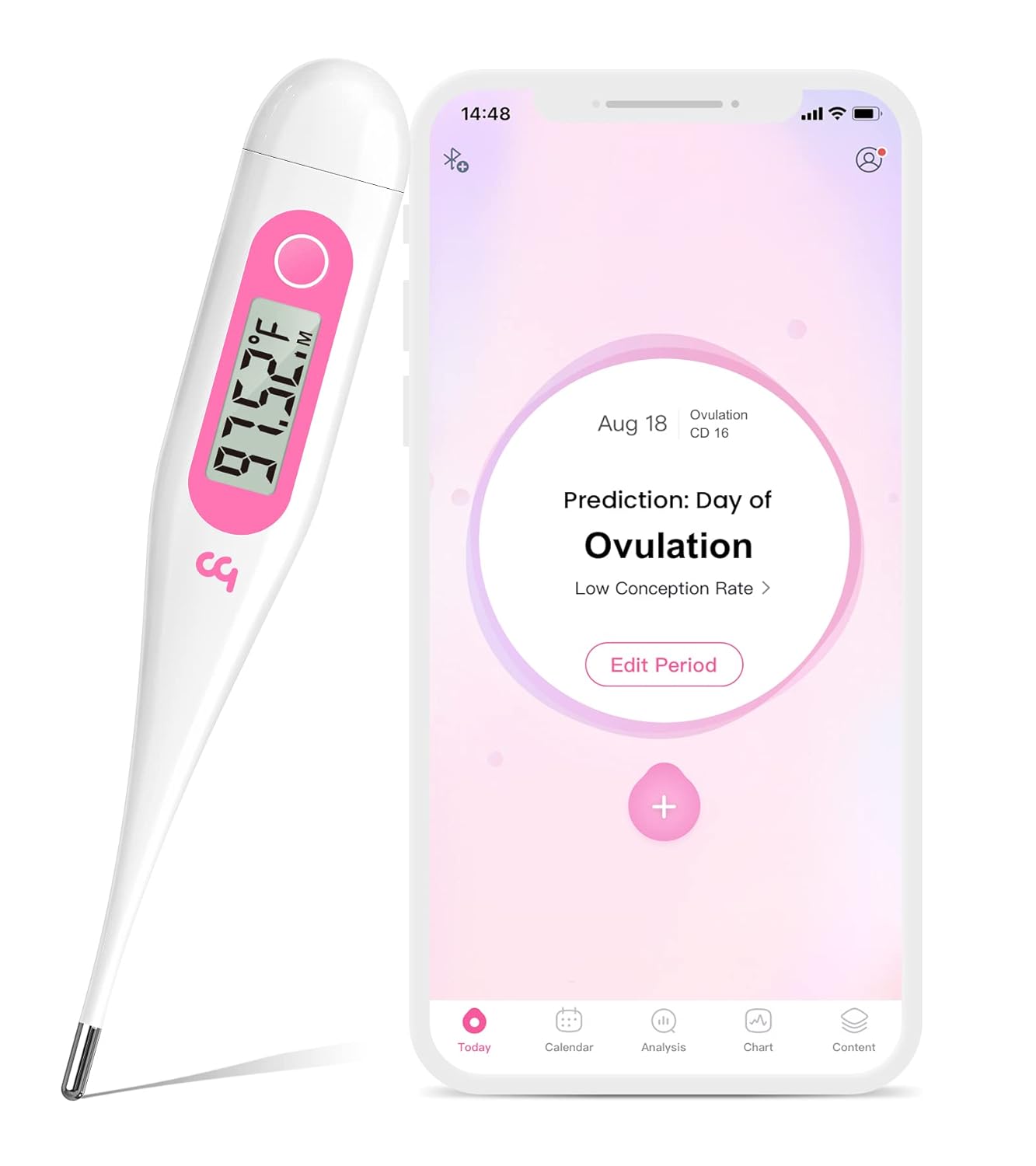 femometer Digital Basal Body Thermometer for Ovulation | Accurate Baby Thermometer for Fever, 1/100th Degree High-Precision, Oral Thermometer, For Pregnancy & Natural Family Plan