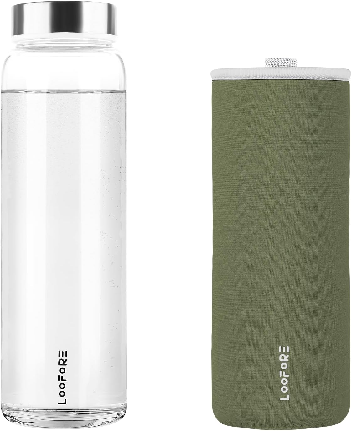 Glass Water Bottle 32 oz with Wide Mouth and Neoprene Sleeve | Glass Drinking Bottle 1000ml, Reusable Bpa Free, Leakproof, High Borosilicate, Water Bottle for Gym, Sports & Workout, 1 Pack