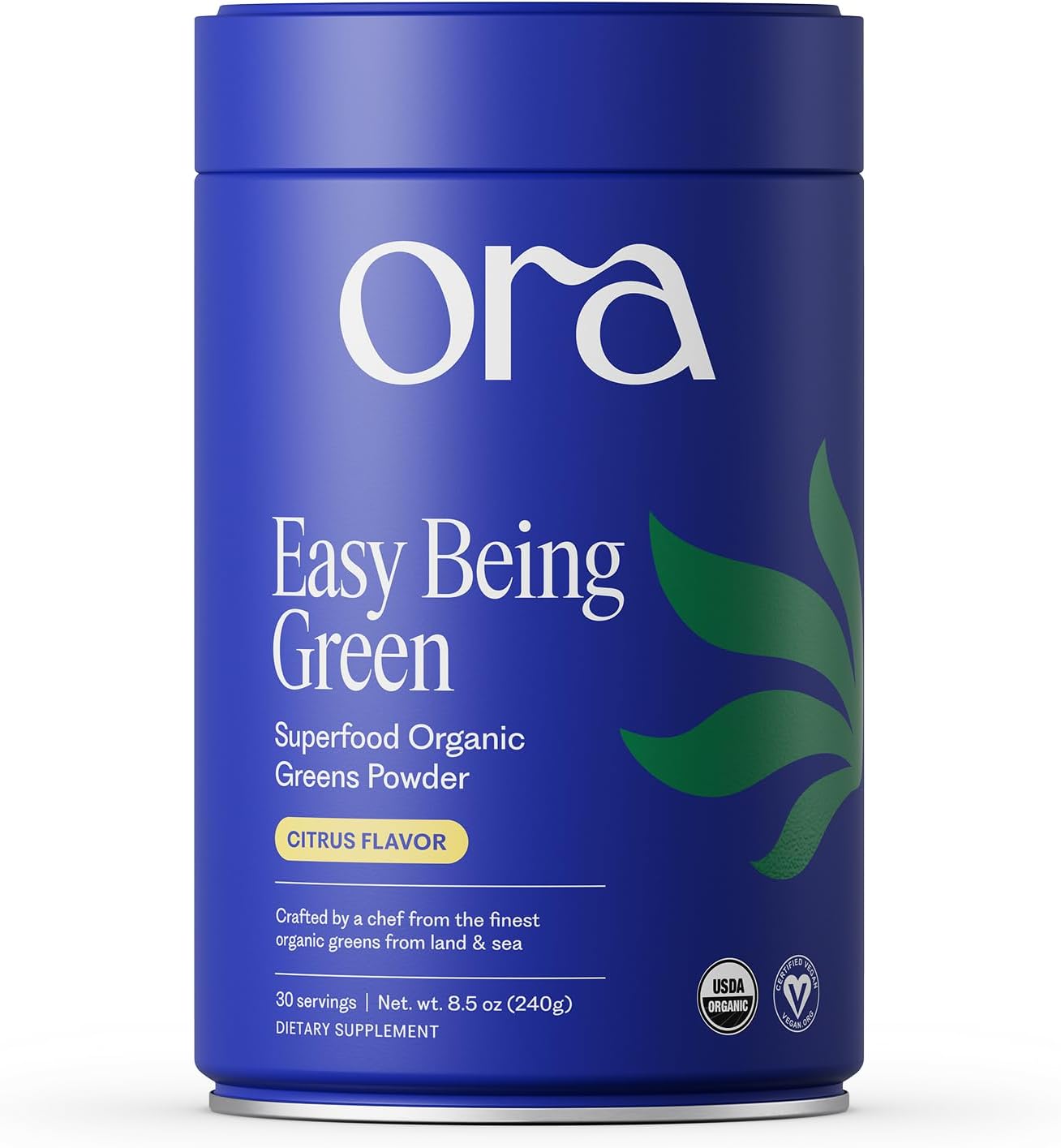 Ora Organic Greens Powder – Vegan, Gluten-Free, Organic Super Greens Drink for Energy and Detox | Antioxidants & Adaptogenic Herbs | 20+ Superfood Greens Blend – Citrus Flavor, 30 Servings