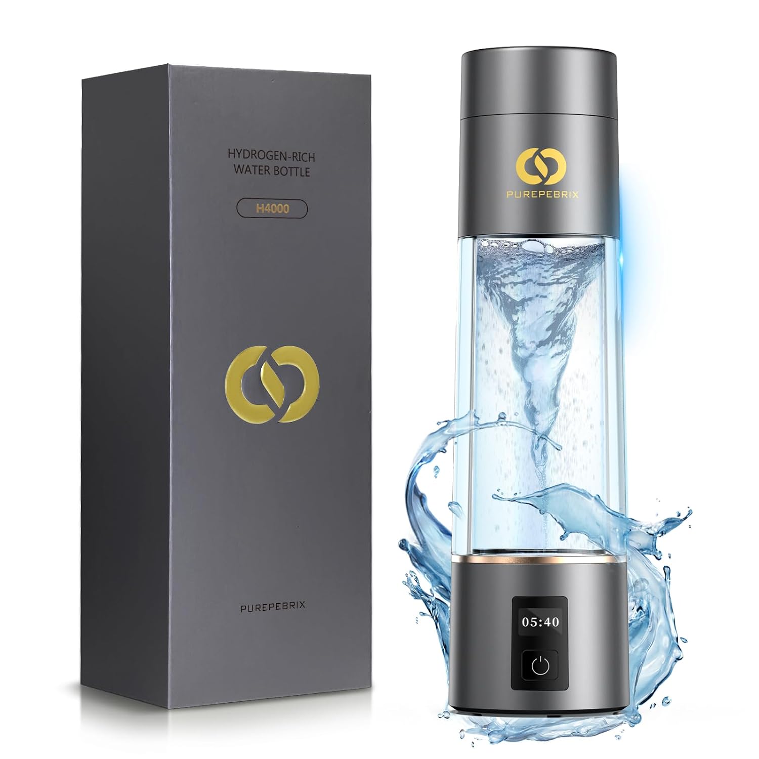 PUREPEBRIX Hydrogen Water Bottle Generator | IHSA Certified 7560 PPB