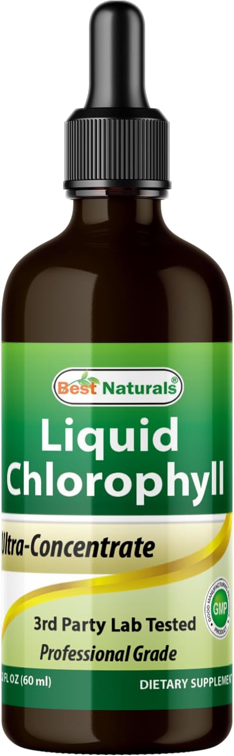 Best Naturals Liquid Chlorophyll Drops 50 mg, 2 Fl Oz, Natural Detox Supplement, Supports Energy, Digestion & Skin Health, Vegan, Non-GMO, Easy Absorption Liquid Chlorophyll Supplement