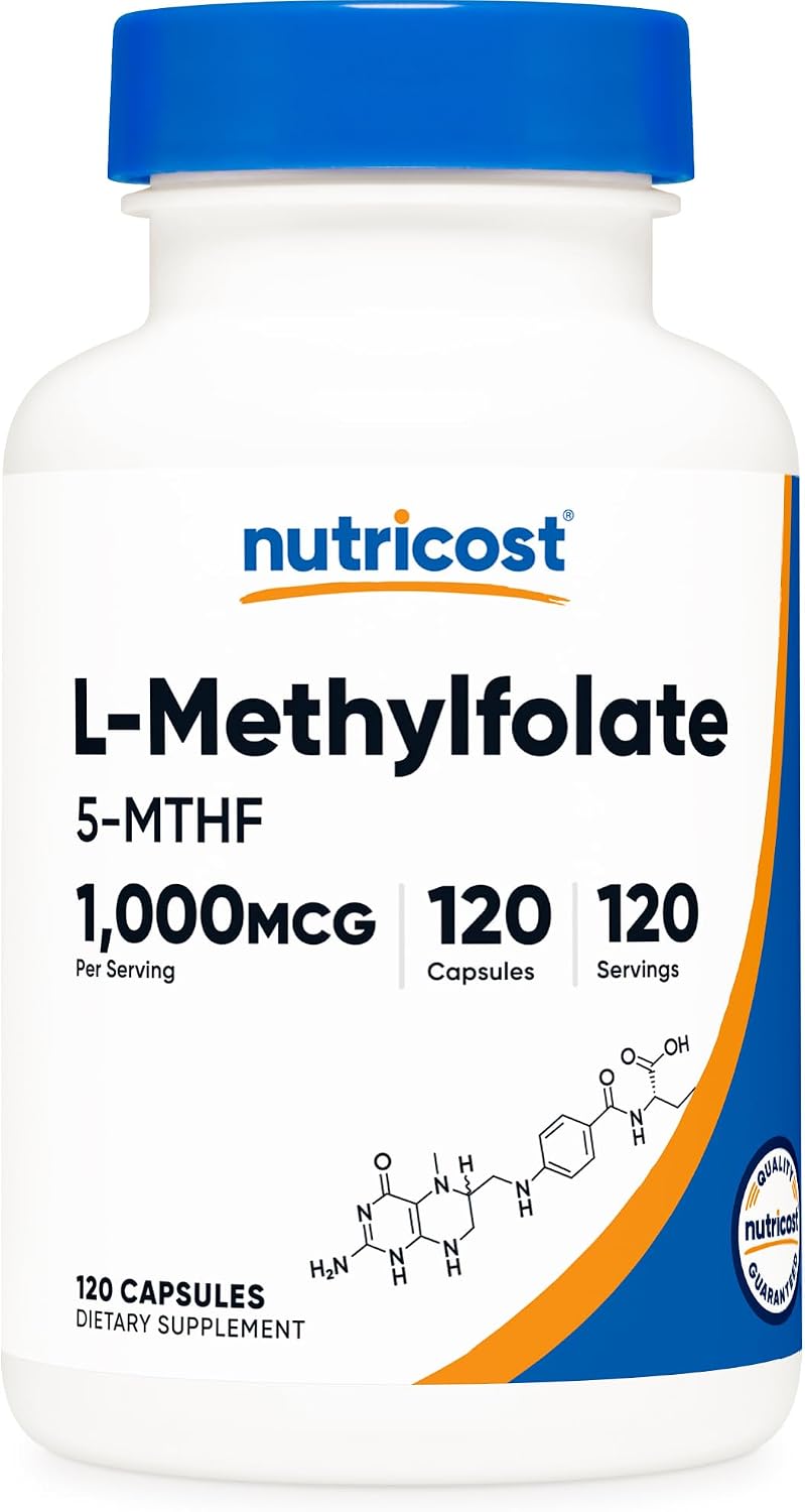 Nutricost Methylfolate 1000mcg, 120 Vegetarian Capsules, Gluten Free