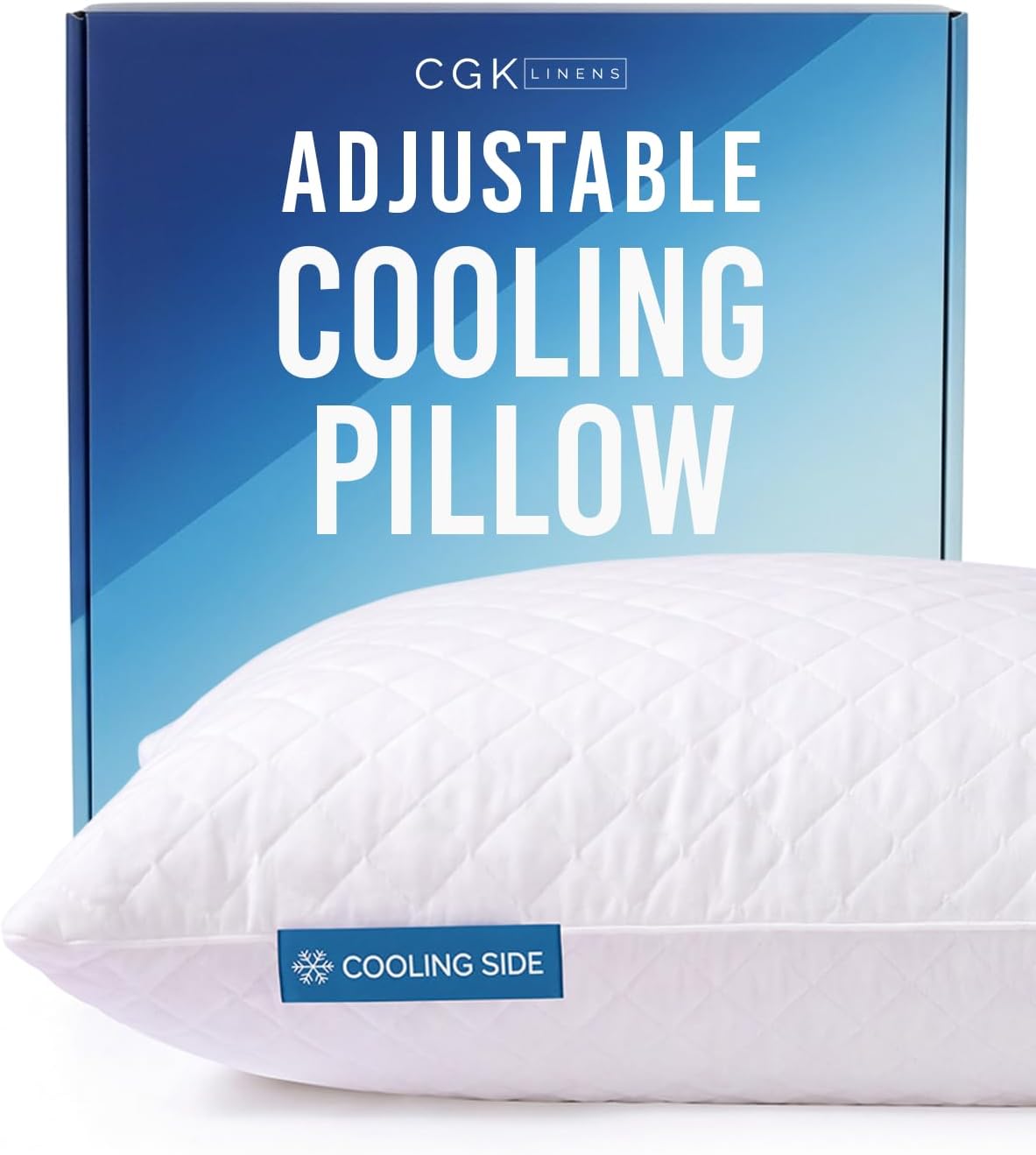 Adjustable Cooling Pillow Queen Size, Arrives Extra Full, Customizable Fill