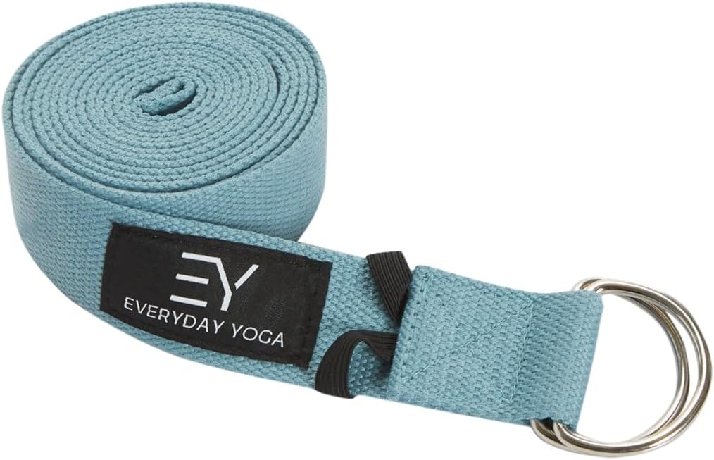 Everyday Yoga Strap with Metal D-Ring Athletic Stretching, 6ft/8ft/10ft