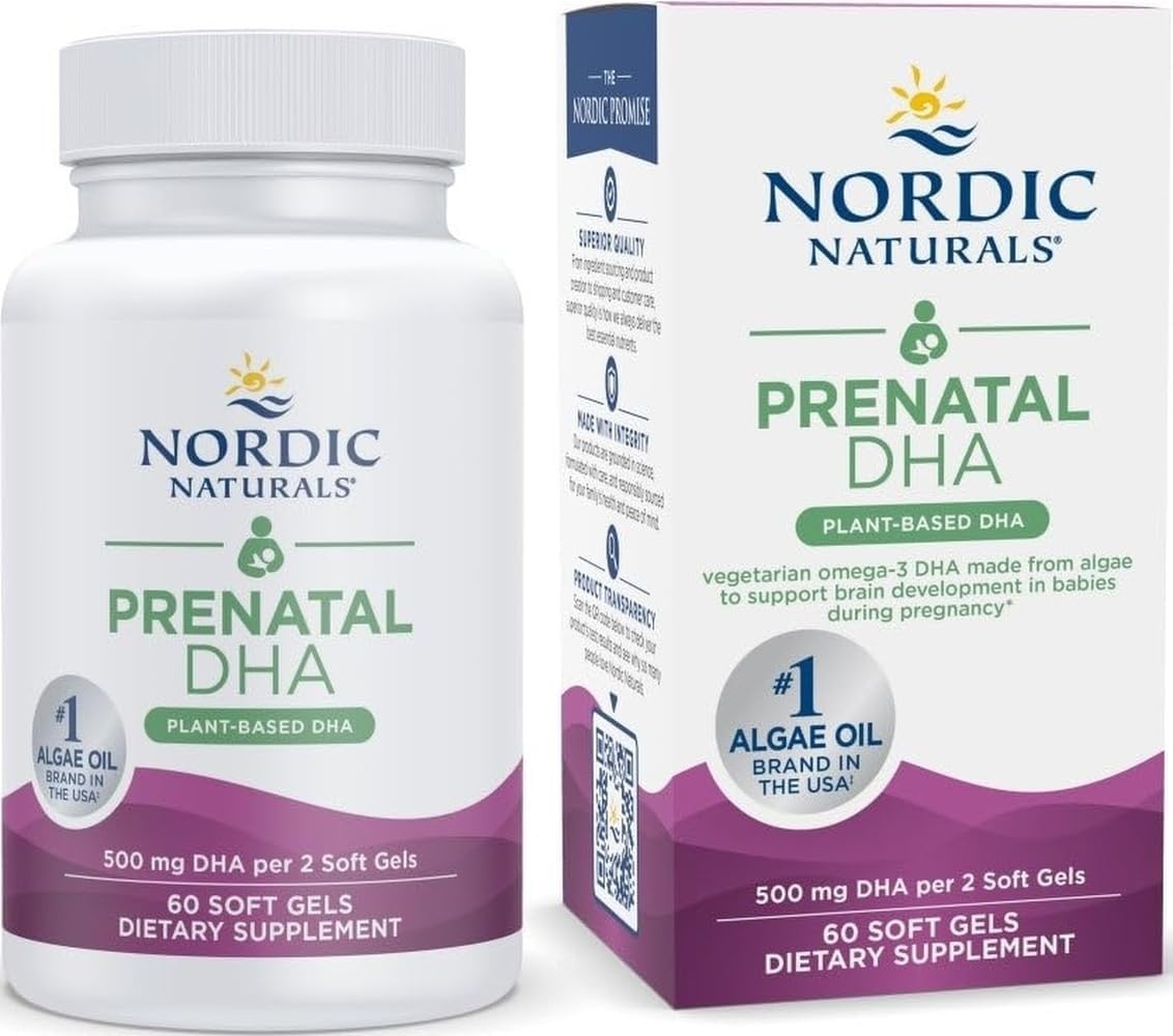 Nordic Naturals Vegan Prenatal DHA Vitamins, 500mg PlantBased DHA, 60 Count