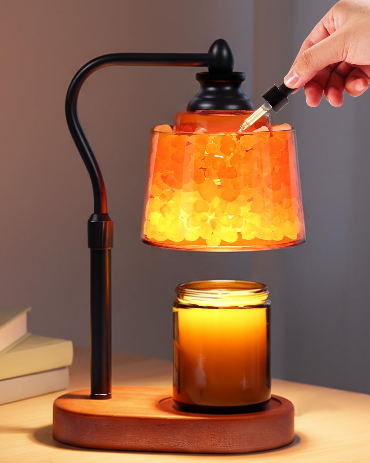 3-in-1 Candle Warmer Lamp with Himalayan Salt & Essential Oil Diffuser