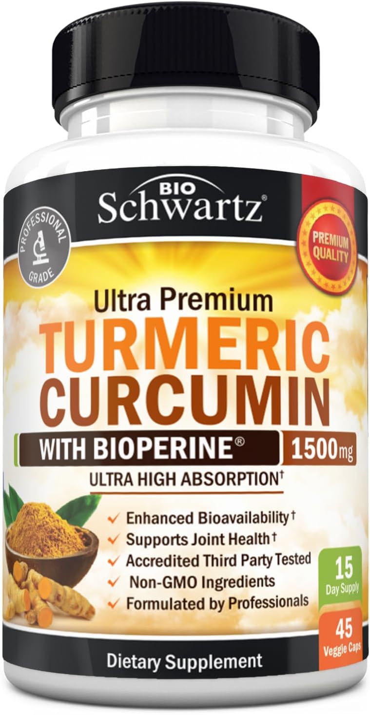 Turmeric Curcumin with Black Pepper Extract 1500mg, 45 Capsules