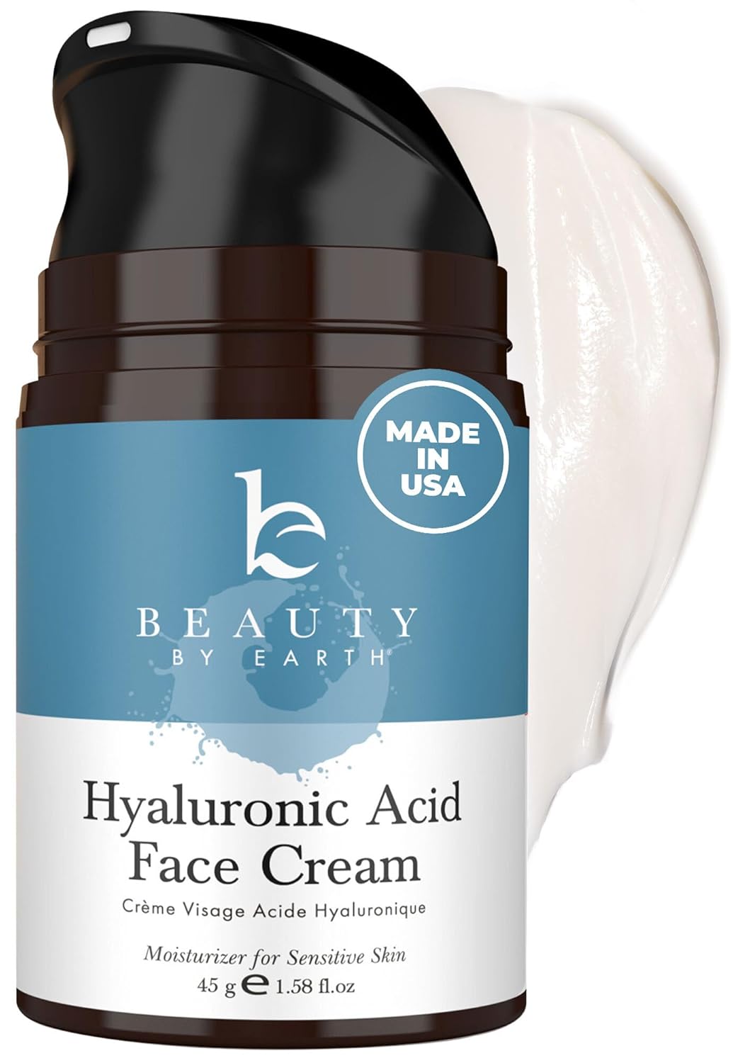 Hyaluronic Acid Moisturizer for Face – USA Made with Organic Ingredients | Hydrating Anti Aging Face Moisturizer for Dry Skin with Glycerin & Vitamin E, Unscented Anti Wrinkle Cream